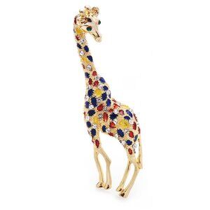 Rhinestone Giraffe Brooch
